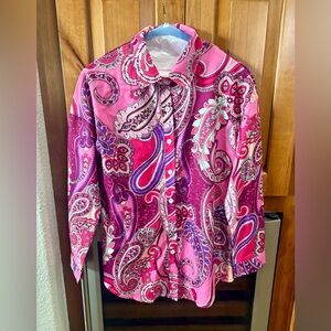 SHEIN Pink Paisley Button Down Blouse